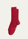 Stems Ribbed Cashmere-blend Crew Socks In Red
