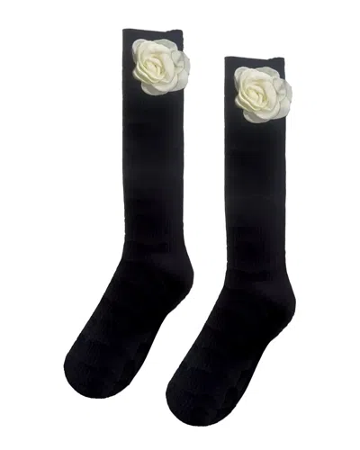 Stems Rose Wool Socks In Black