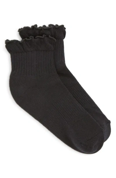 Stems Ruffle Cotton Blend Quarter Socks In Black