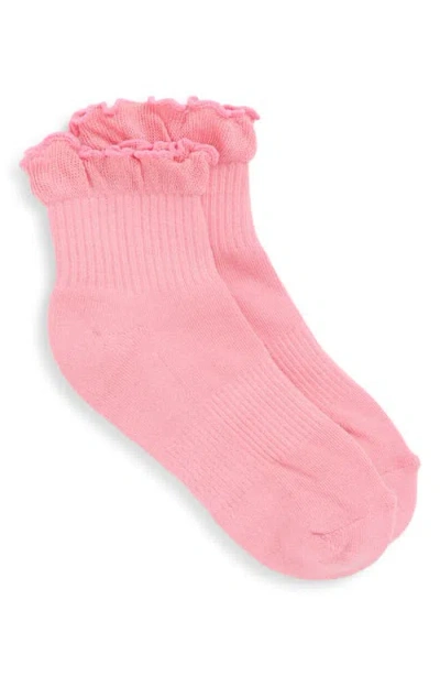 Stems Ruffle Cotton Blend Quarter Socks In Pink