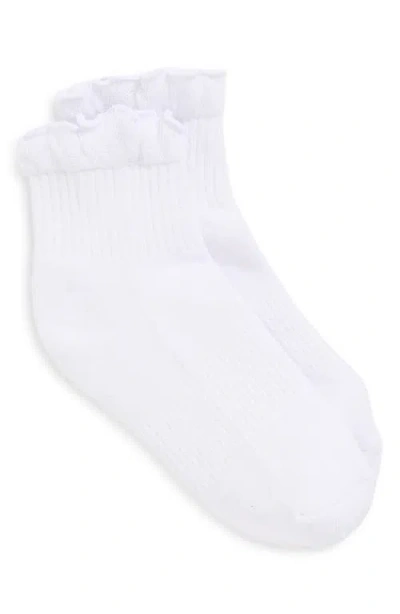 Stems Ruffle Cotton Blend Quarter Socks In White