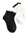 Stems 2-pack Ruffle Textured Heart Ankle Socks In Black  Ivory