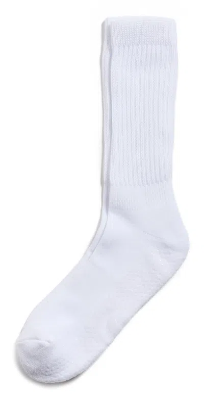 Stems Scrunch Grip Crew Socks White