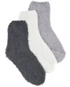 Stems Plush Cozy Ankle Socks 3-pack In Grey