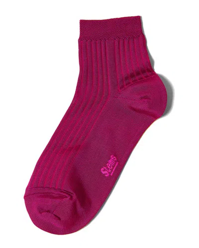 Stems Silky Rib Quarter Socks In Purple
