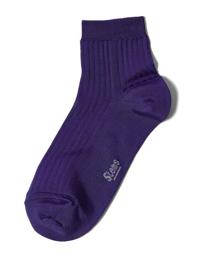 Stems Silky Rib Quarter Socks In Blue