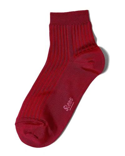 Stems Silky Rib Quarter Socks In Red