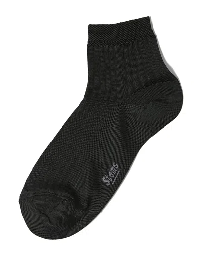 Stems Silky Rib Set Of Two Crew Socks In Black