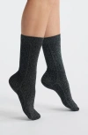 Stems Soft Metallic Crew Socks In Black