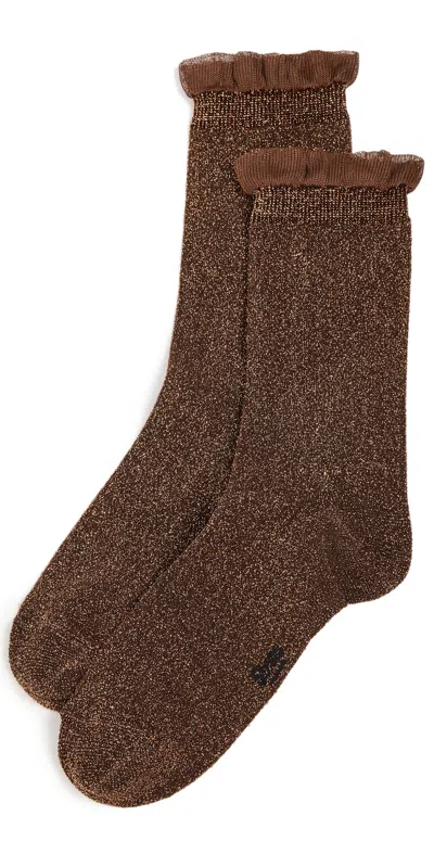 Stems Soft Ruffle Metallic Socks Copper