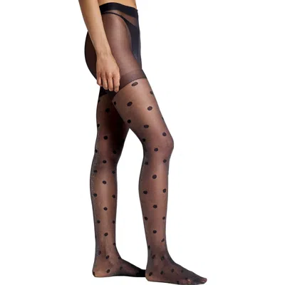 Stems Sparkle Dot Sheer Tights In Black