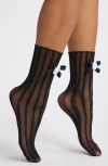 Stems Spencer Rose Stripe Mesh Crew Socks In Black