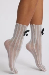 Stems Spencer Rose Stripe Mesh Crew Socks In White