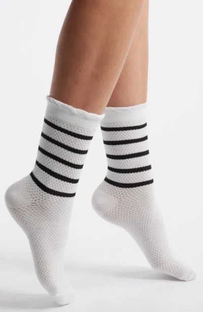 Stems Stripe Crew Socks In Black