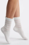 Stems Stripe Crew Socks In Blush