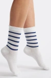 Stems Stripe Crew Socks In Navy