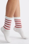Stems Stripe Crew Socks In Red