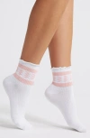 Stems Stripe Lettuce Edge Quarter Socks