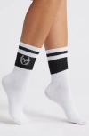 Stems Tennis Club Stripe Crew Socks In Black