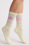 Stems Varsity Flower Crew Socks In Neutral