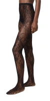Stems Wild Flower Lace Net Tights In Black
