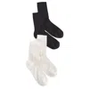 Stems Silky Rib-knit Crew Socks 2-pack In Black