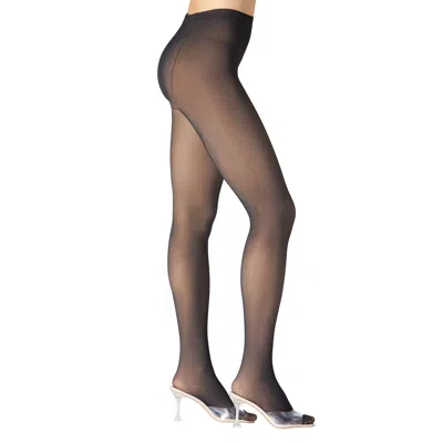 STEMS WOMEN'S BLACK / NEUTRALS SKIN ILLUSION FLEECE LINED LIGHTWEIGHT TIGHTS - BLACK/BEIGE