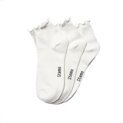 STEMS WOMEN'S BLACK / WHITE 3-PACK EVERYDAY RUFFLE SOCKS
