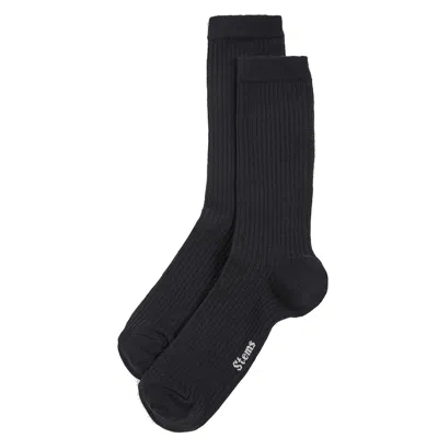 STEMS WOMEN'S ECO-CONSCIOUS CASHMERE CREW SOCKS - BLACK