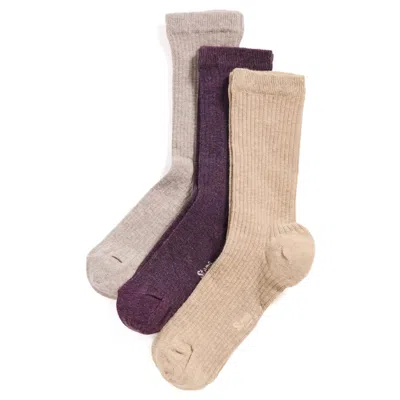 Stems Women's Eco-conscious Cashmere Crew Socks Box Of Three  Heliotrope In Multi
