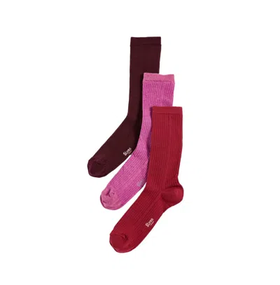 Stems Women's Eco-conscious Cashmere Socks Box Of Three In Red