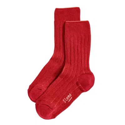 STEMS WOMEN'S LUX CASHMERE SOCKS - RED