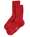 Stems Lux Cashmere Wool Crew Socks In Red