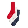 Stems Lux Cashmere Wool Socks Box Of Three In Blue/red/white