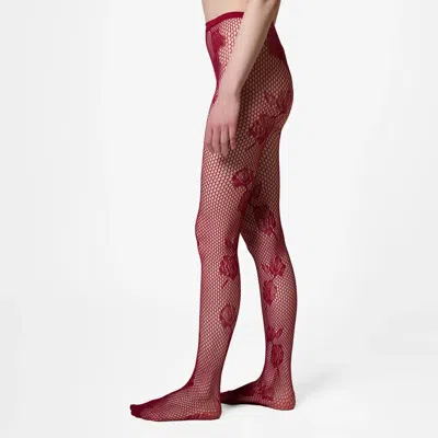 STEMS WOMEN'S RED ROSE LACE MESH TIGHTS