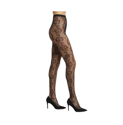 Stems Women's Squiggle Fishnet Tights In Black