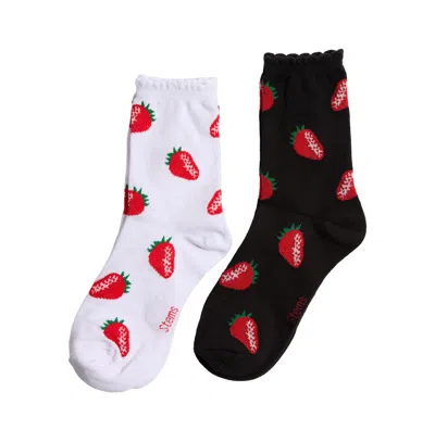 Stems Women's Two Pack Of Strawberry Crew Socks In Red