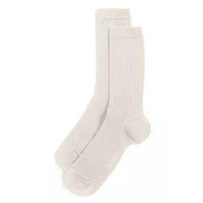 STEMS WOMEN'S WHITE ECO-CONSCIOUS CASHMERE CREW SOCKS - IVORY