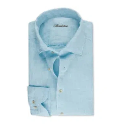 Stenströms - Slimline Aqua Blue Linen Shirt 7747217970850