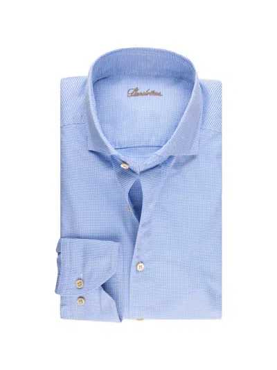 Stenströms Checked Twill Shirt In Blue