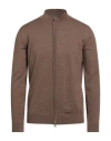 Stenströms Man Cardigan Brown Size Xxl Merino Wool In Brown