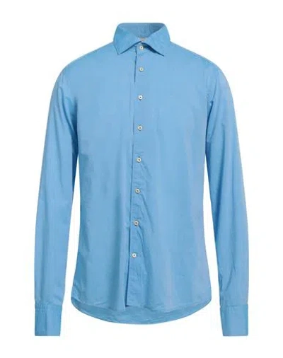 Stenströms Man Shirt Azure Size L Cotton In Blue