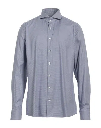 Stenströms Man Shirt Blue Size 17 Cotton In Gray