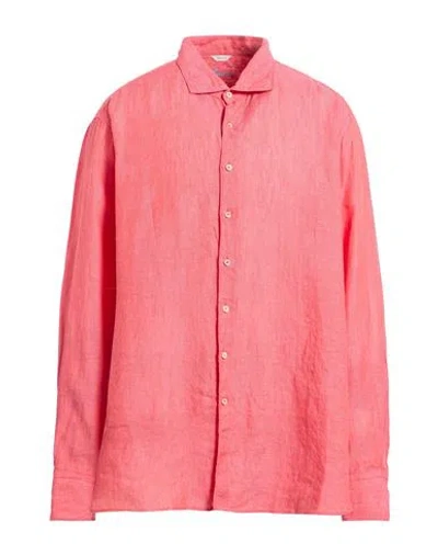 Stenströms Man Shirt Coral Size 3xl Linen In Red