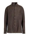 Stenströms Man Shirt Dark Brown Size Xl Linen