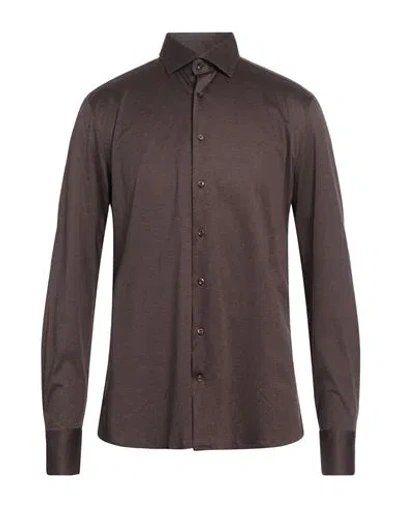 Stenströms Man Shirt Dark Brown Size Xxl Cotton