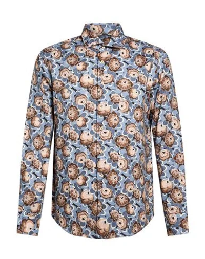 Stenströms Man Shirt Slate Blue Size M Cotton In Multi
