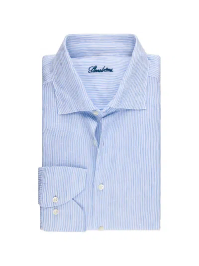 Stenströms Striped Linen Shirt In Blue