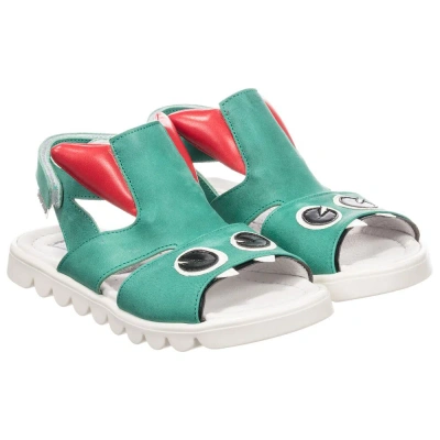 Step2wo Babies'  Green Leather Monster Sandals