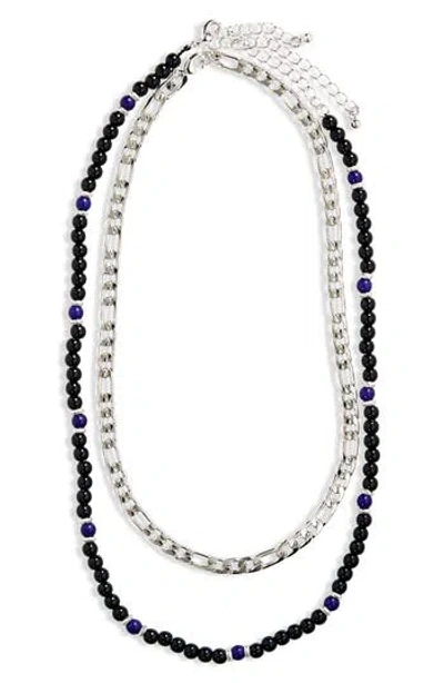 Stephan & Co. 2-piece Curb Chain & Bead Necklace Set In Metallic